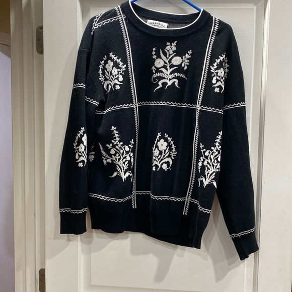 Anthropologie black and white paned sweater - Picture 5 of 8